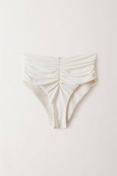 PLÁŽOVÉ BIKINOVÉ KALHOTKY S NABÍRÁNÍM - Přírodní od Zara