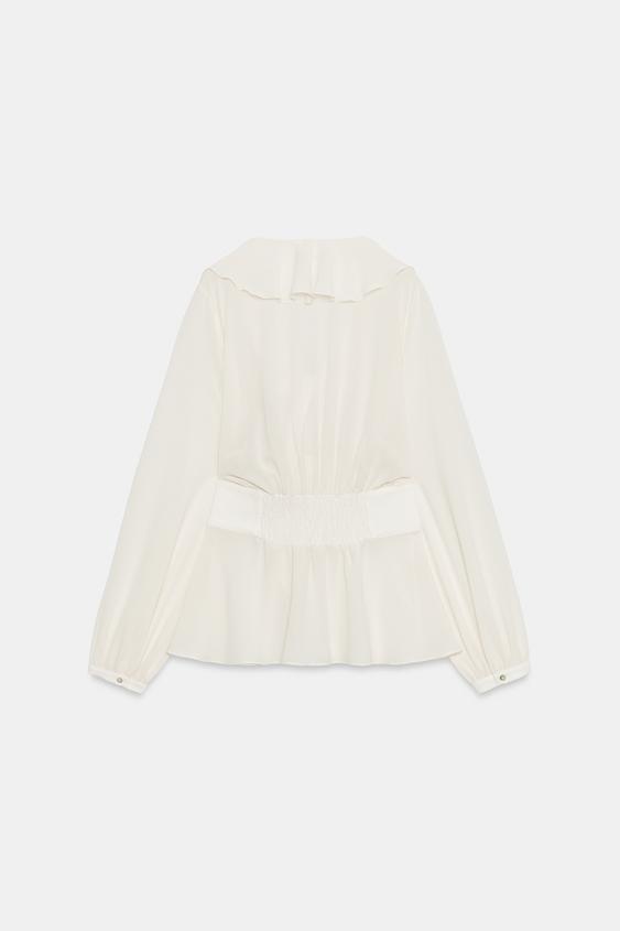 フリルウエスト絞りシャツ - エクリュ | ZARA Japan / 日本