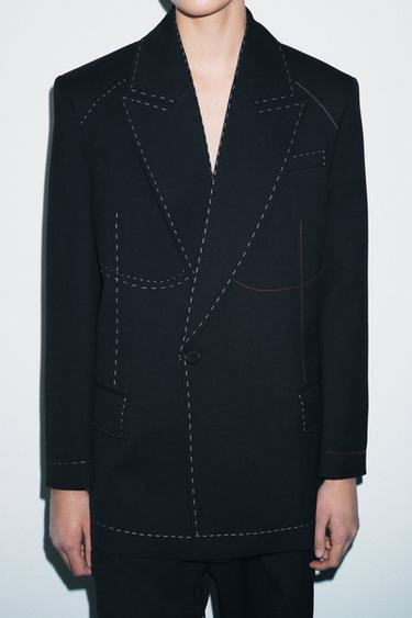 CONTRAST TOPSTITCHING BLAZER ZW COLLECTION LIMITED EDITION - Black by Zara - Image 1