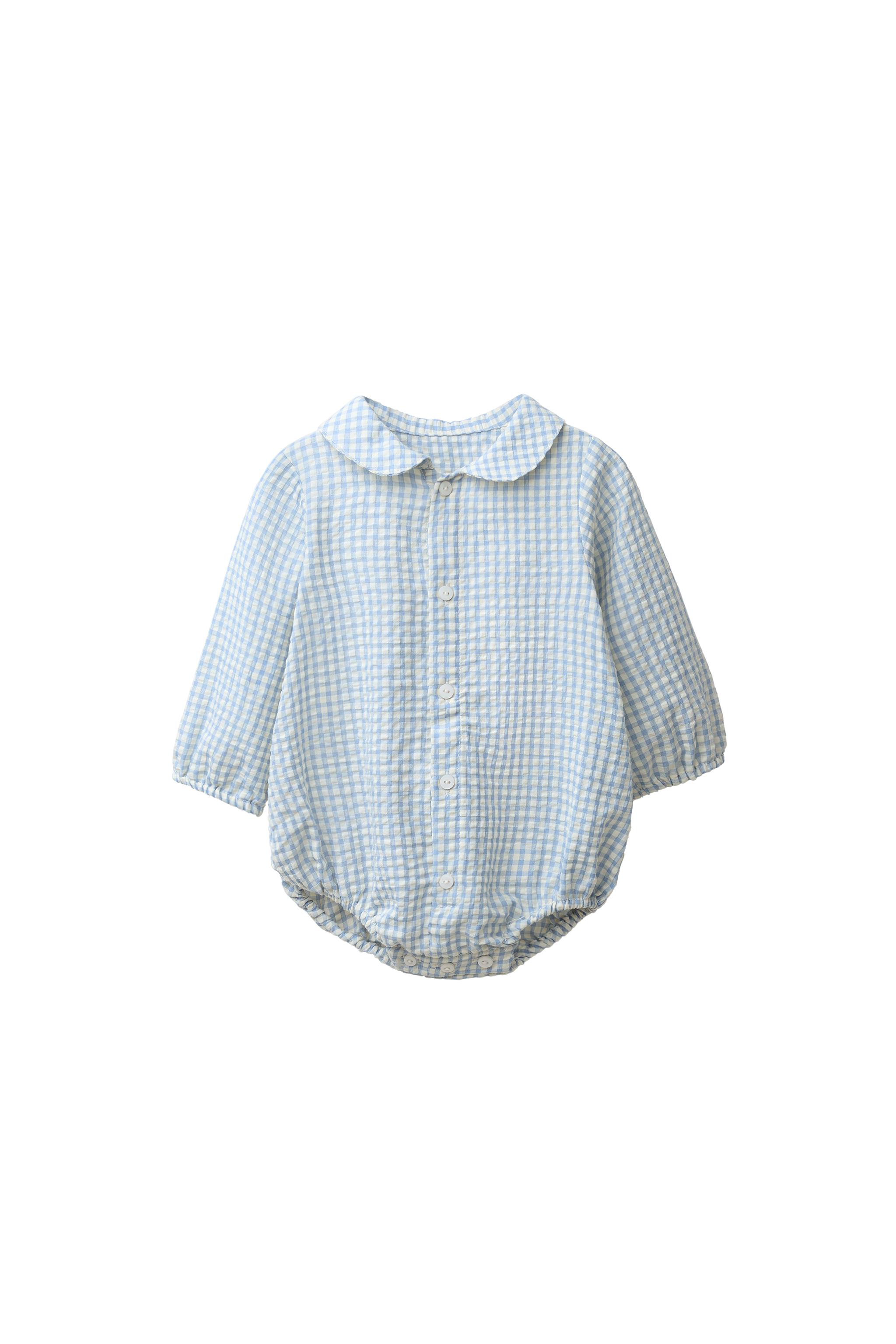 GINGHAM CHECK BODYSUIT - Light blue | ZARA United Kingdom