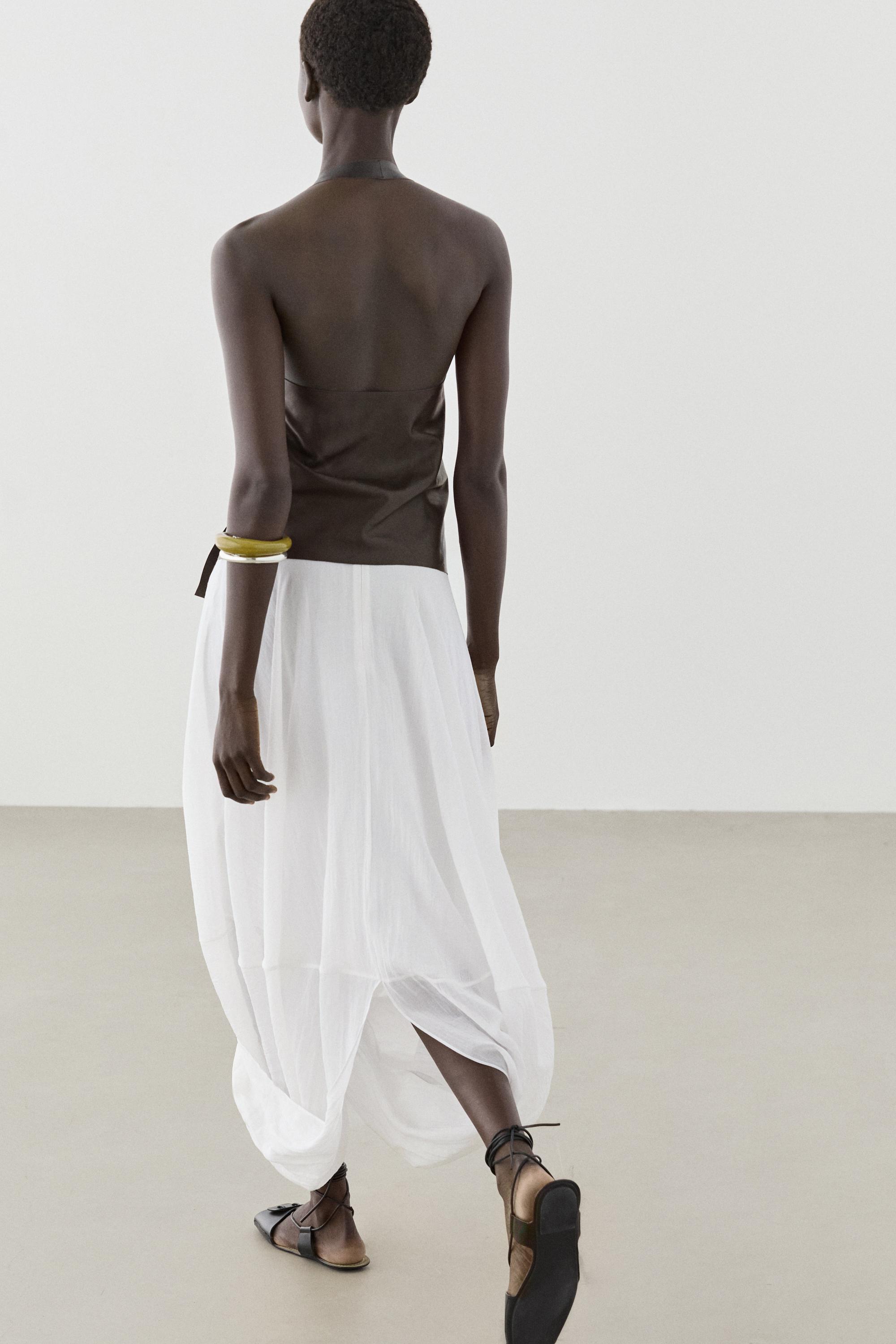 Crossover midi skirt with draped detail