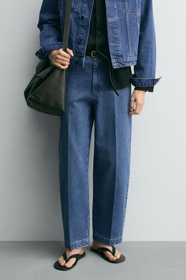 STRAIGHT-LEG DENIM CHINO TROUSERS - Blue by Zara