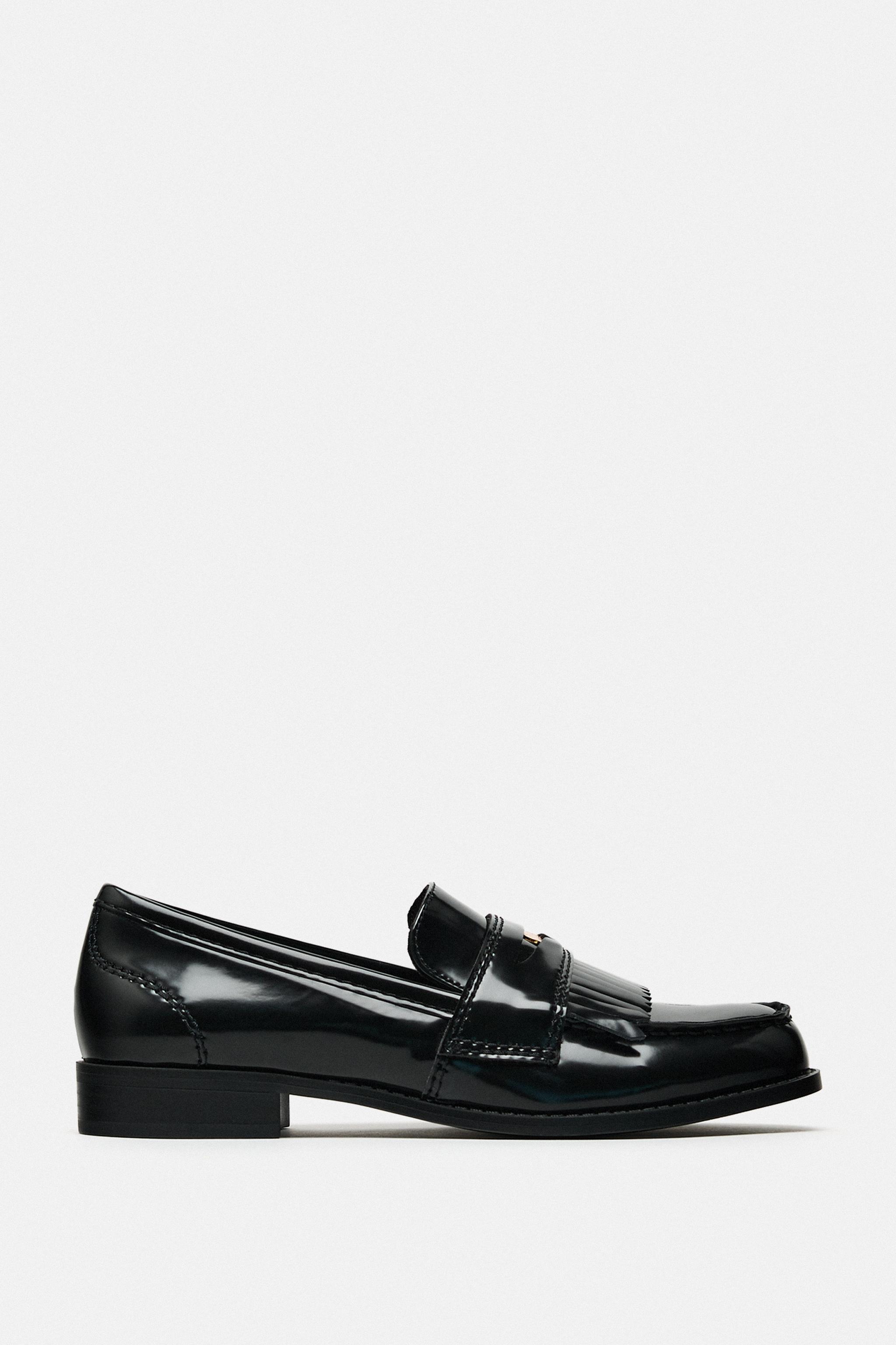 Zara store patent loafers