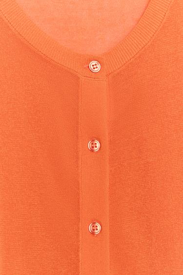 SHORT SLEEVE KNIT CARDIGAN - Neon orange by Zara - Image 6