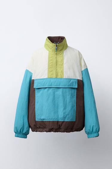 CHUBASQUERO CANGURO COLORBLOCK - Azul de Zara - Imagen 0