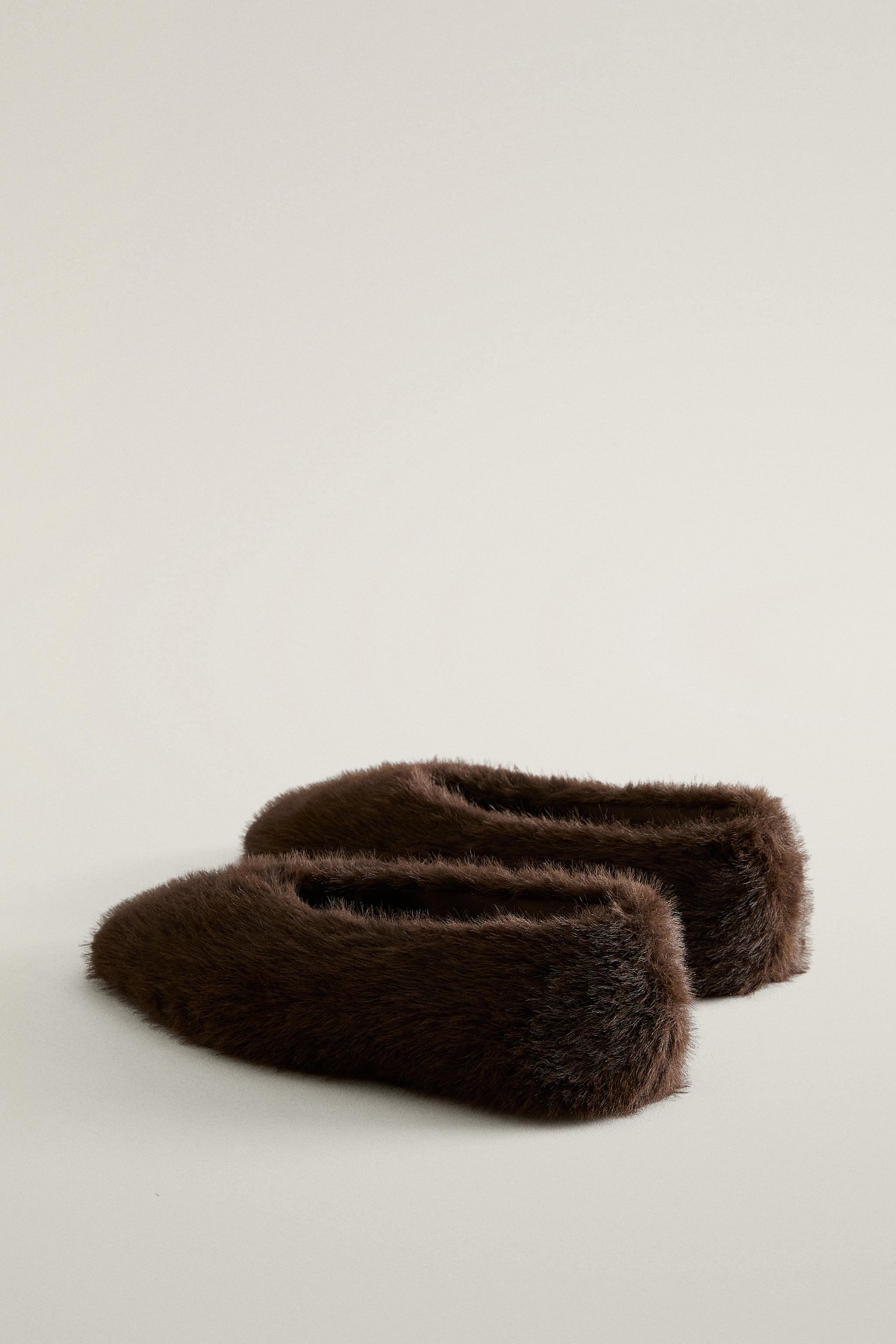 FAUX FUR BALLET FLATS