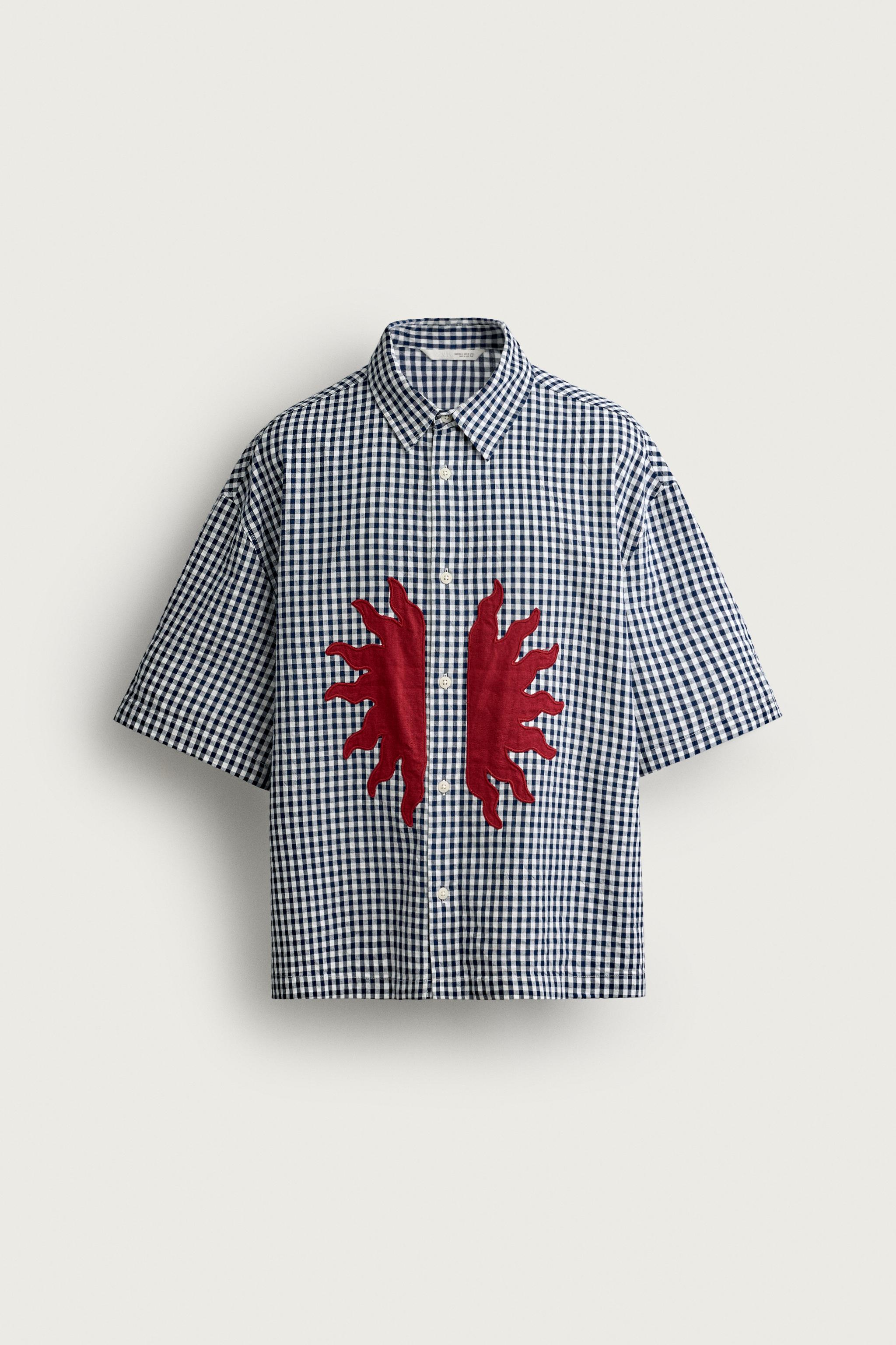 RELAXED FIT PATCH SHIRT — Blue / White