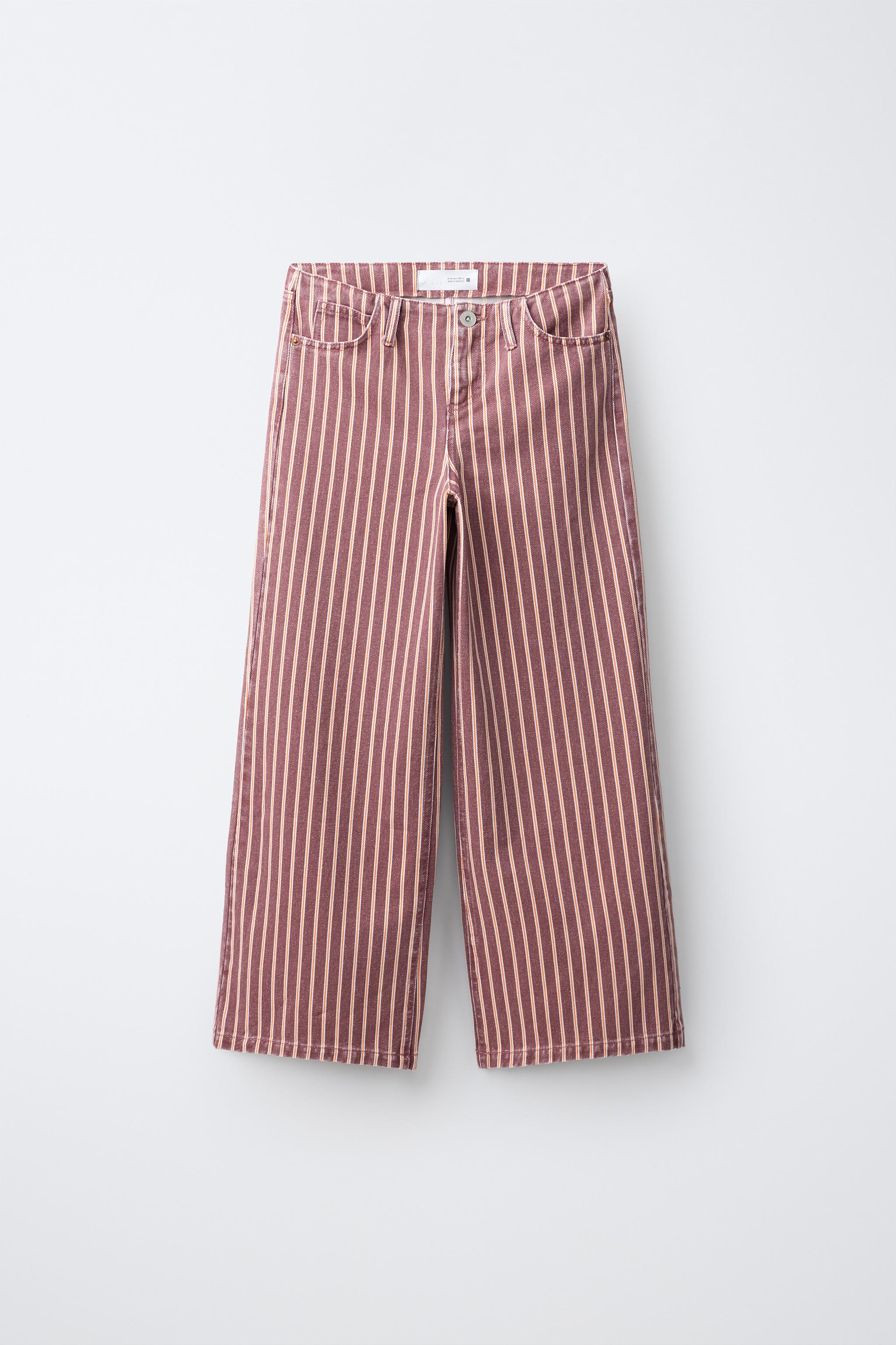 WIDE-LEG JEANS WITH BELT LOOPS — Red Stripe