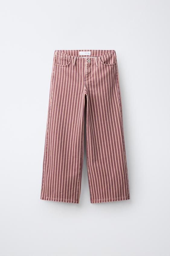 WIDE-LEG JEANS WITH BELT LOOPS - Red Stripe by Zara - Image 0