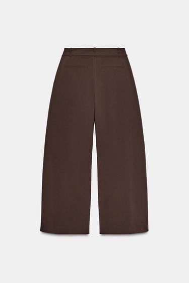 PANTALON LARGE AVEC CEINTURE FINE - Marron de Zara - Image 7
