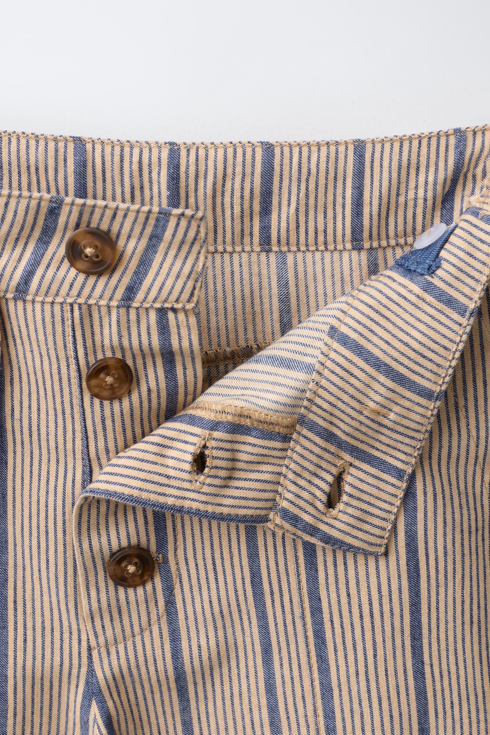 STRIPED LINEN BLEND BALLOON PANTS