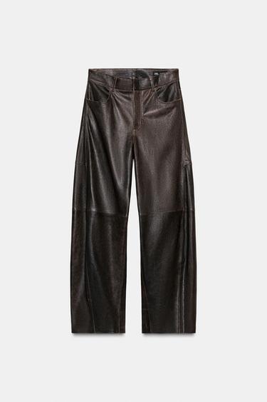 PANTALON EN CUIR ZW COLLECTION ÉDITION LIMITÉE - Marron de Zara - Image 2