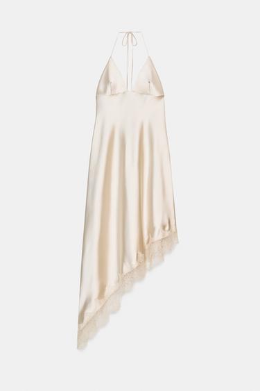 VESTIDO MIDI ASSIMÉTRICO - Bege-claro da Zara - Imagem 0