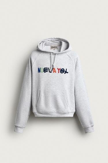 HOODIE WITH NEW YOL PATCHES - Grey marl by Zara