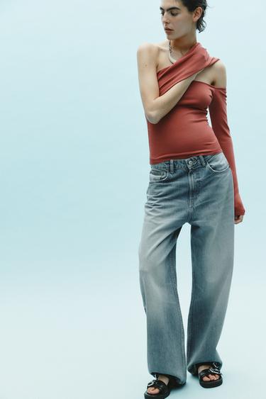 DRAPED KNIT ASYMMETRIC TOP - Terracotta by Zara - Image 0