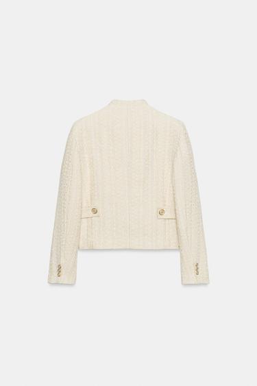 BLAZER STRUCTURÉ ÉPAULETTES FIL MÉTALLISÉ - Écru de Zara - Image 9