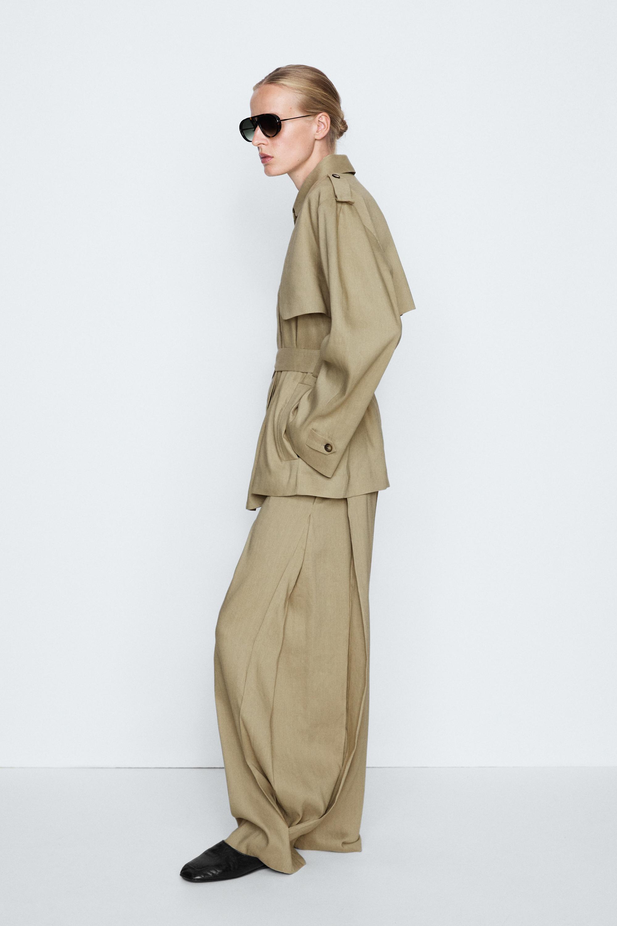 Linen blend short trench coat - STUDIO