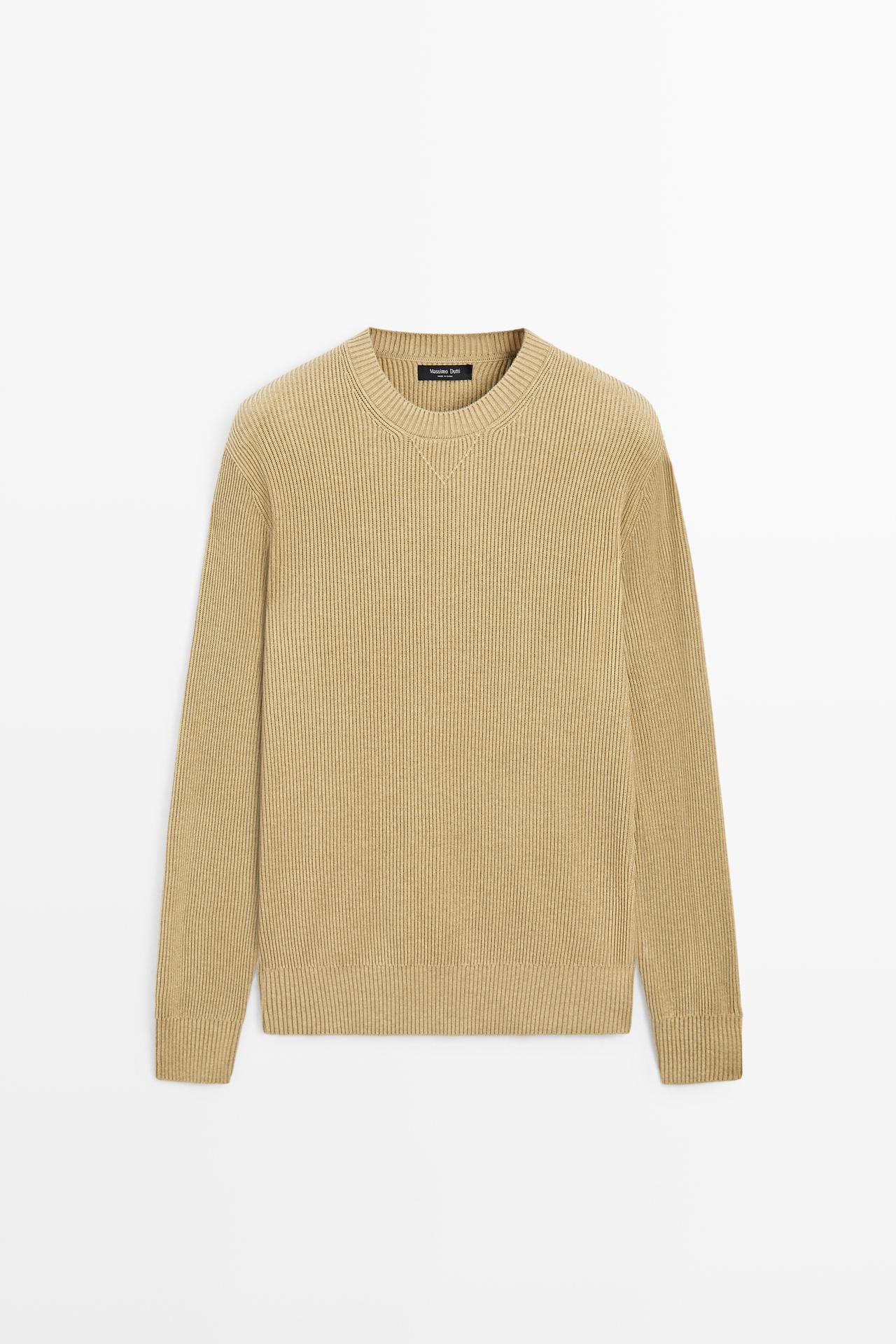 Cotton blend ribbed knit sweater — 152