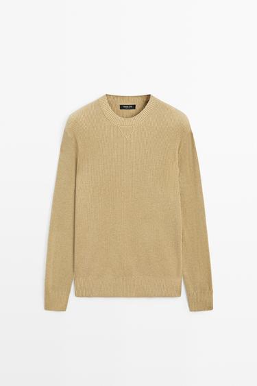 Cotton blend ribbed knit sweater — 152 1