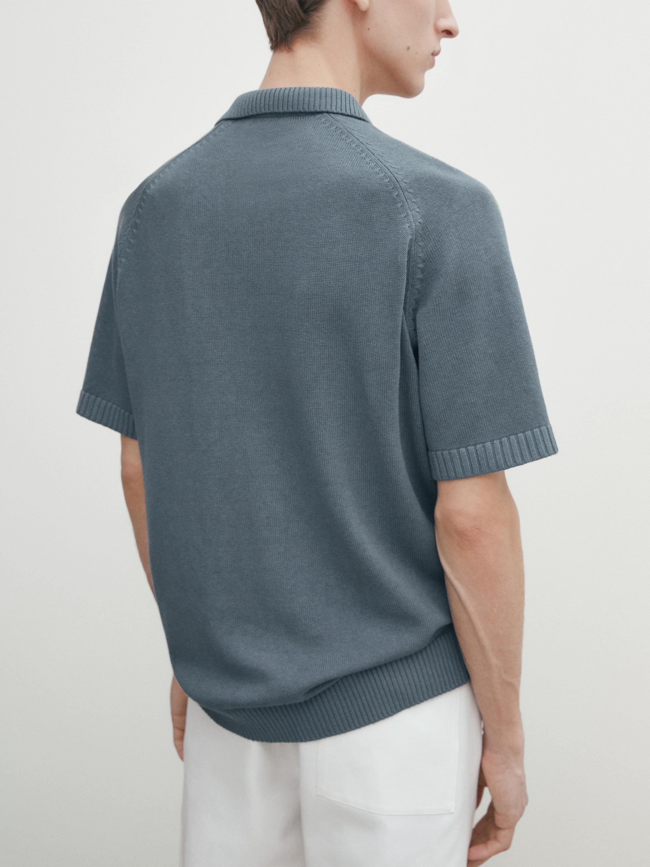 Short sleeve knit polo shirt