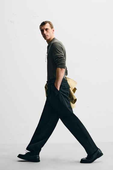 Zara SILK COTTON KNIT POLO - Brown / Green - Image 0