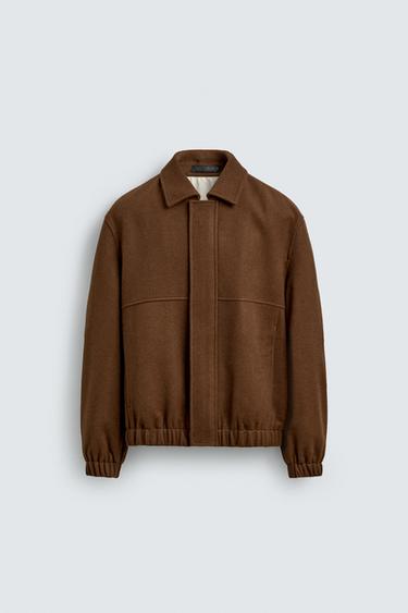 JAQUETA REGULAR FIT COM LÃ - Conhaque da Zara