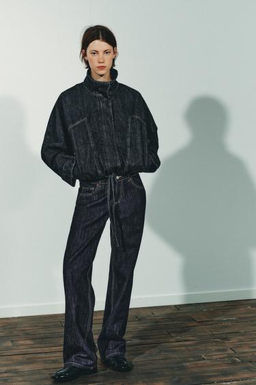 JEANS TRF WIDE LEG TIRO BAJO - Índigo oscuro de Zara