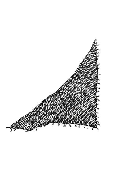 CROCHET BEADED BANDANA - Black by Zara