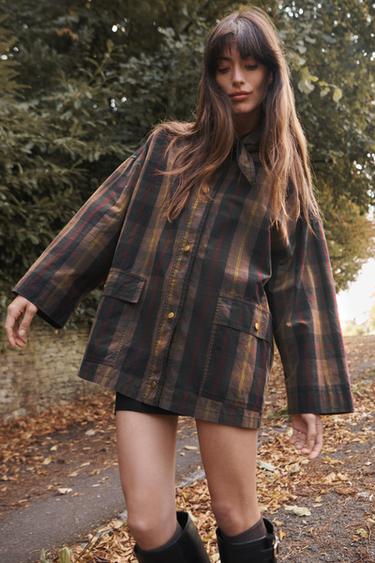 CHECK SCARF COLLAR TRENCH COAT - Multicoloured by Zara - Image 0