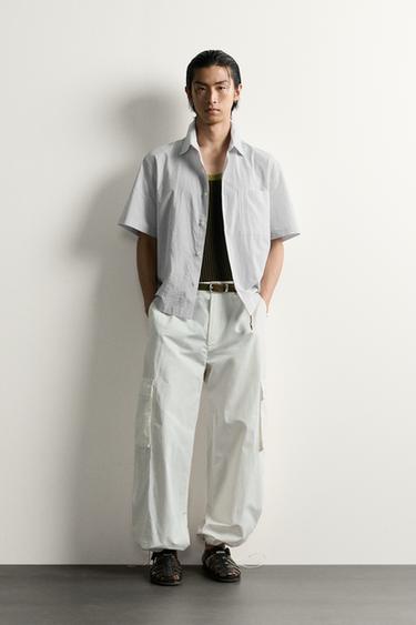 ÁO SƠ MI DÁNG RELAXED FIT DỆT JACQUARD HỌA TIẾT KẺ CARO - Xanh dương/Xám từ Zara - Hình ảnh 0