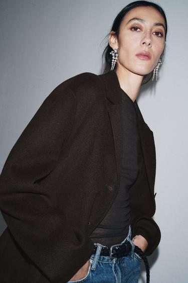 Zara WOOL BLEND BLAZER ZW COLLECTION - Brown