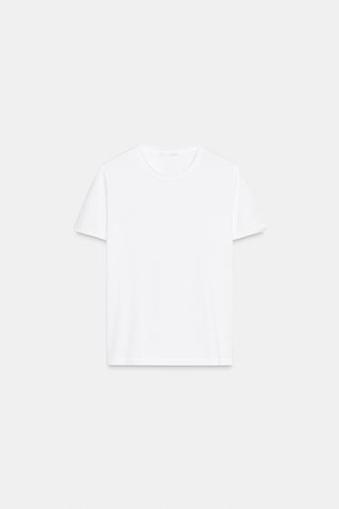 CAMISETA LAVADA MANGA CORTA - Blanco de Zara
