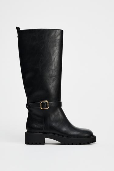 LUG SOLE FLAT BOOTS - Black by Zara