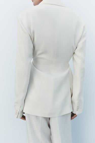 ZW COLLECTION LINEN BLEND BLAZER - Ecru by Zara - Image 3