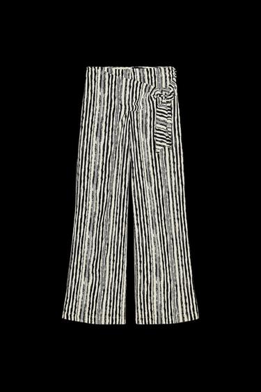 Zara STRIPED WIDE LEG WRAP PANTS - Striped - Image 0
