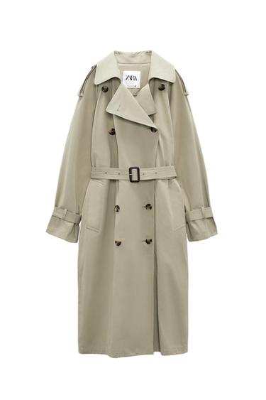 OVERSIZE WATER-REPELLENT TRENCH COAT WITH BELT