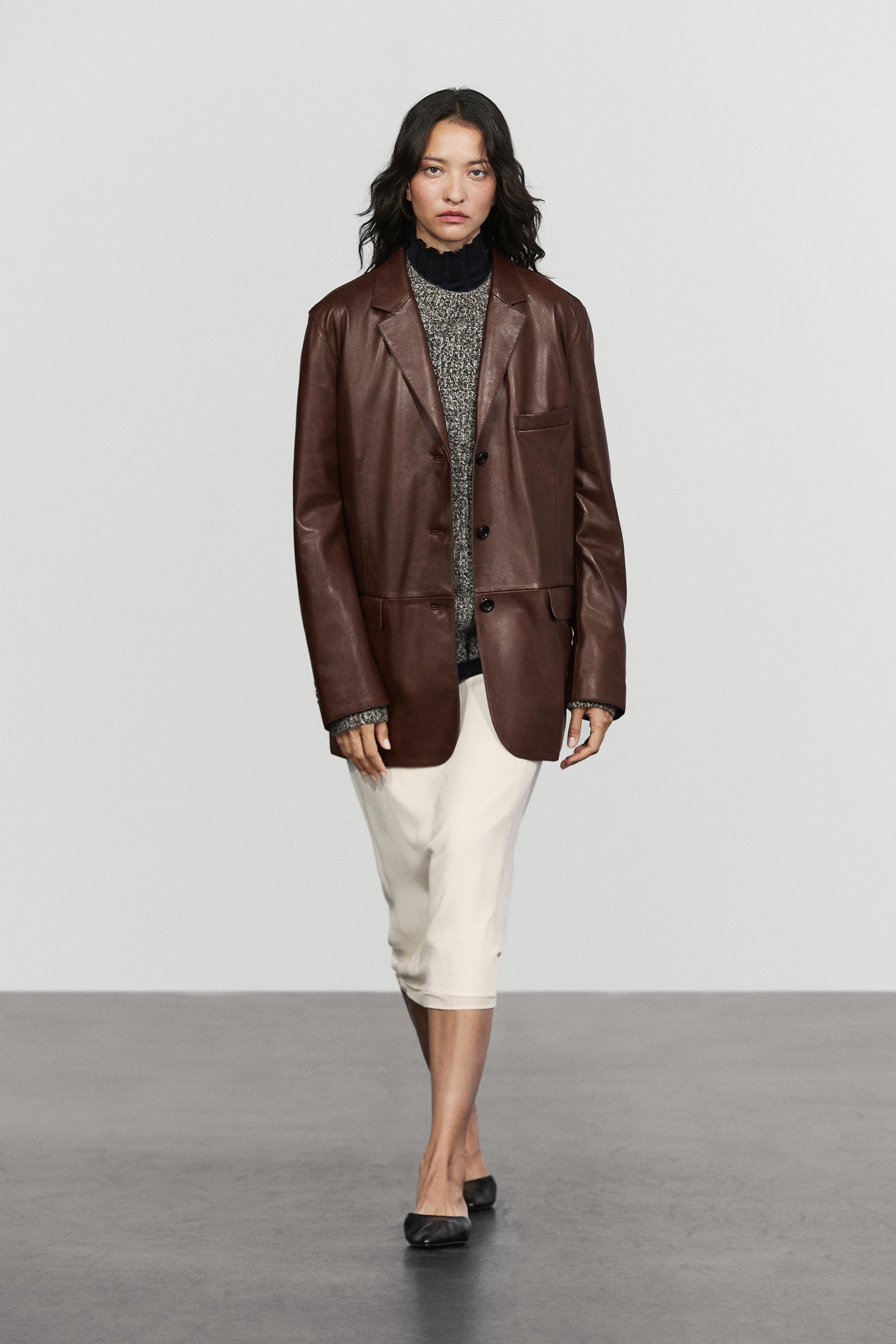 Blazer en cuir nappa avec poches