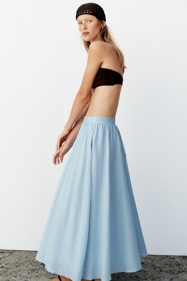 JUPE MI-LONGUE CAPE - Bleu pastel de Zara - Image 2