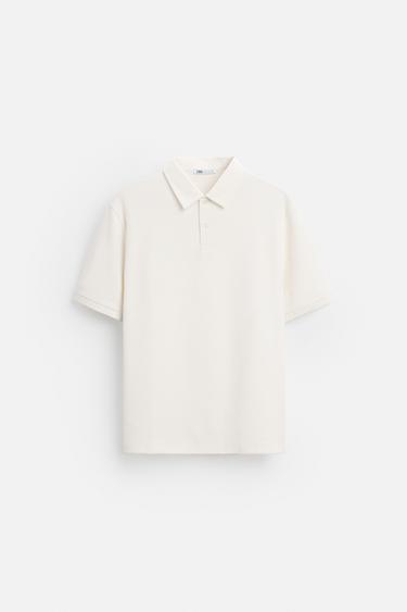 BASIC TEXTURED POLO SHIRT - Oyster-white by Zara