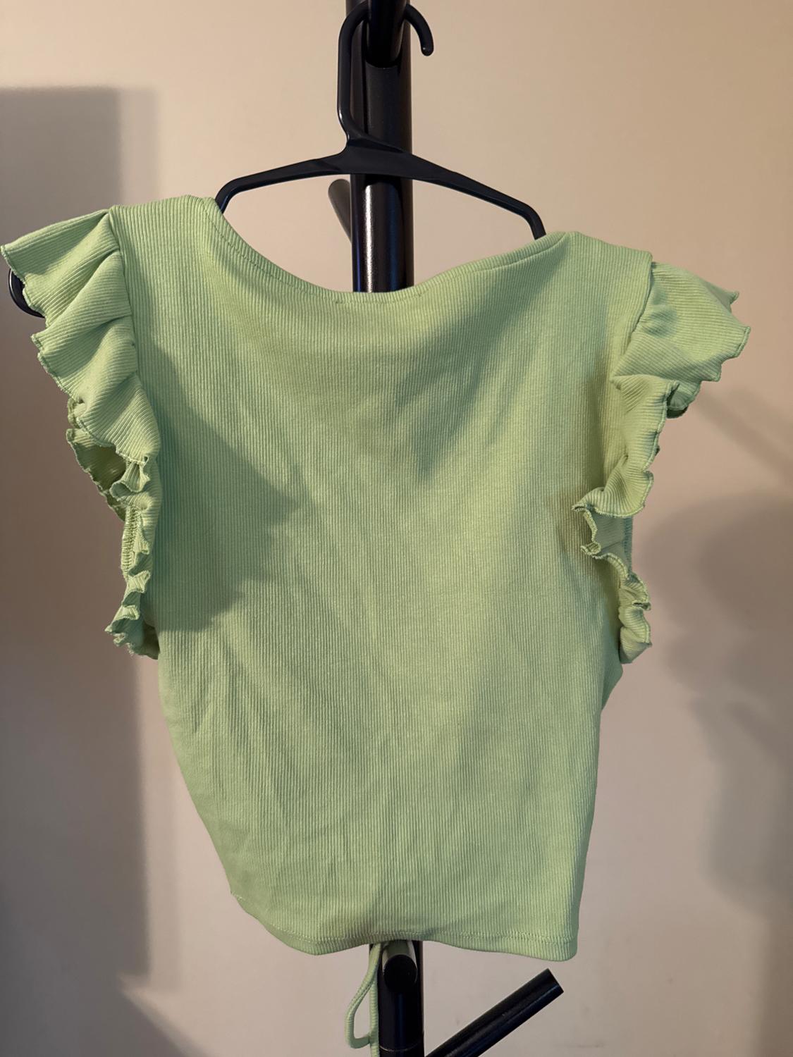 RUFFLE DETAIL GATHERED CROP TOP - Image 2