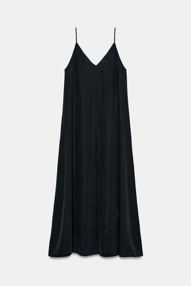VESTIDO MIDI TIRANTES - Negro de Zara