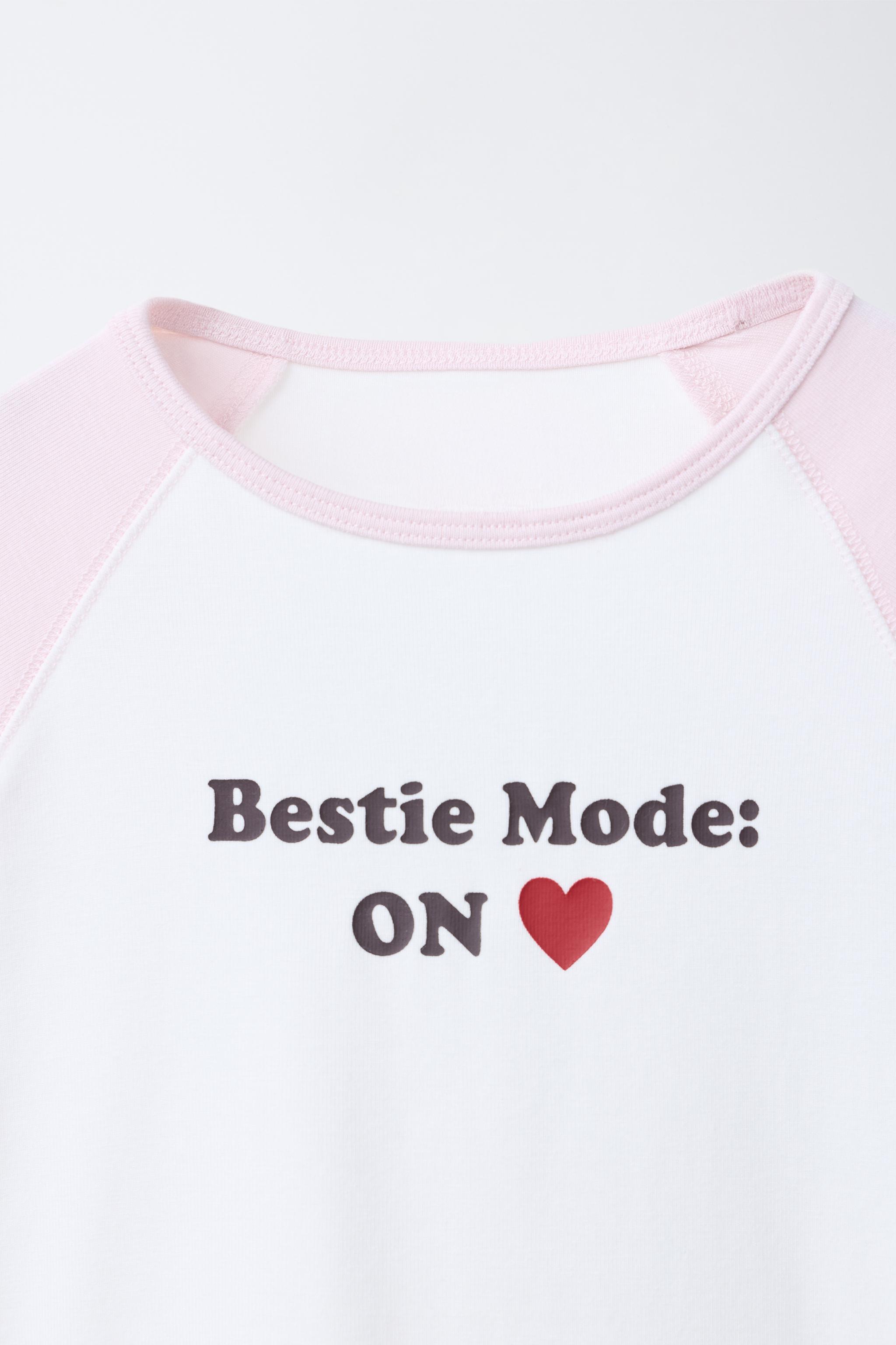 RAGLAN SLEEVE T-SHIRT WITH TEXT AND MODAL