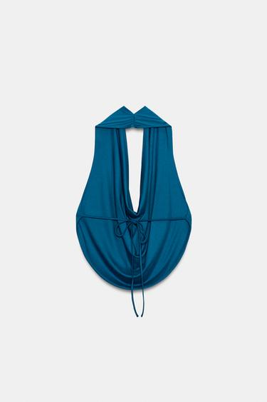 TOP HALTER DRAPÉ - Bleuté de Zara - Image 4