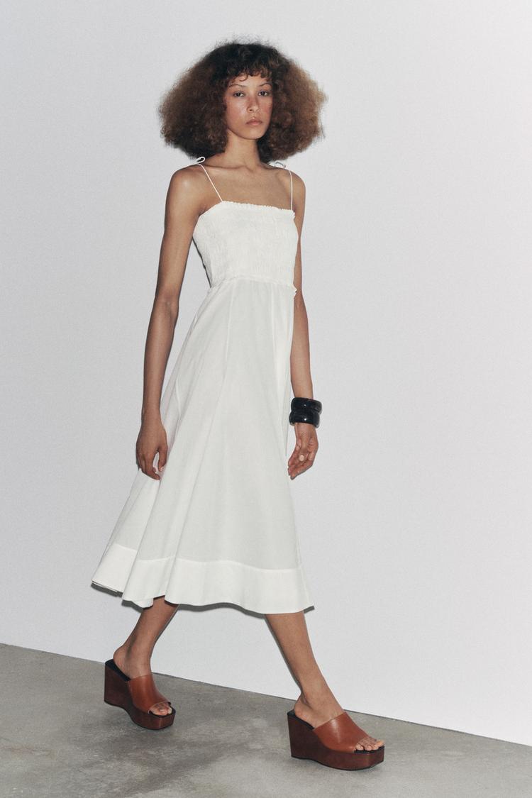 sachin and babi light blue dress ZARA WOMAN $109 EMBROIDERED EYELET SHIRT DRESS ZW COLLECTION WHITE 3129/265 main image 1