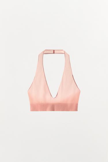 HALTERBEHA MET POLYAMIDE - PASTELROZE van Zara