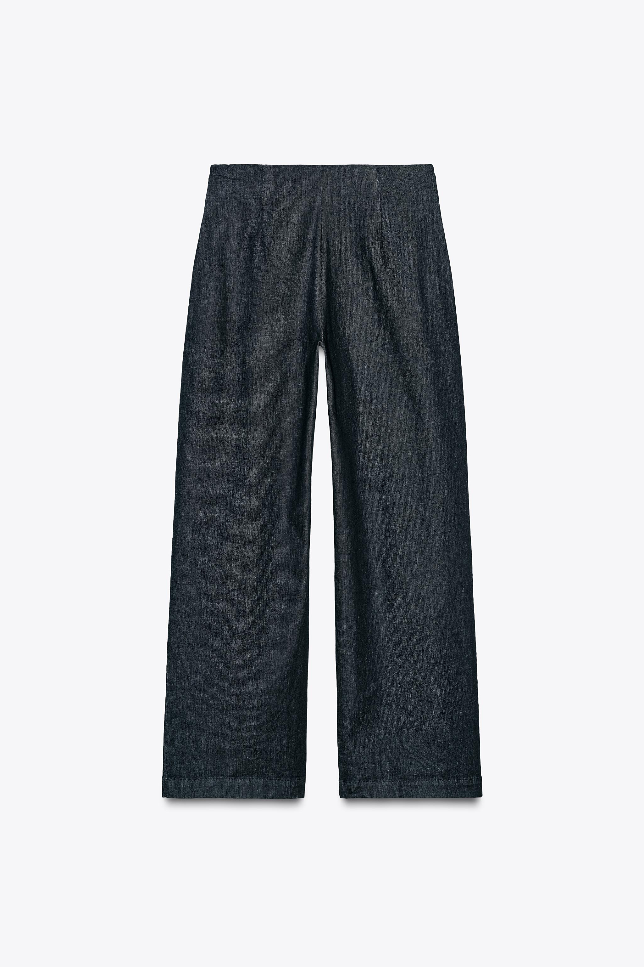 WIDE LEG PAPERBAG PANTS - Indigo | ZARA United States
