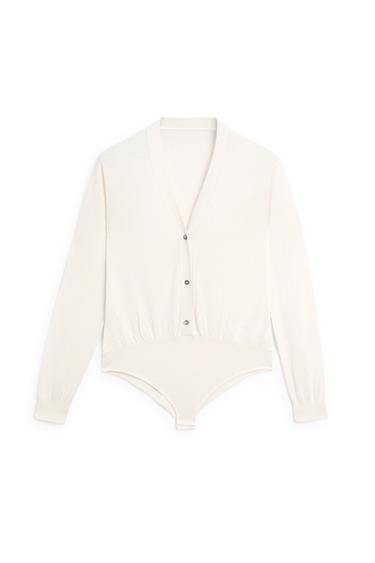 Body avec boutons fantaisie en soie mélangée - STUDIO - Ivoire de Zara