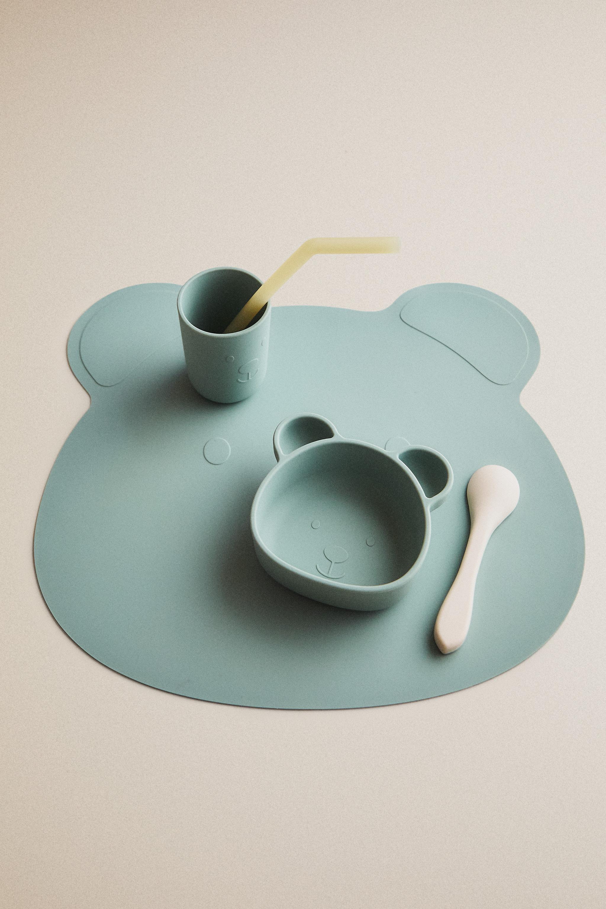 KIDS' BEAR SILICONE PLACEMAT — Blue
