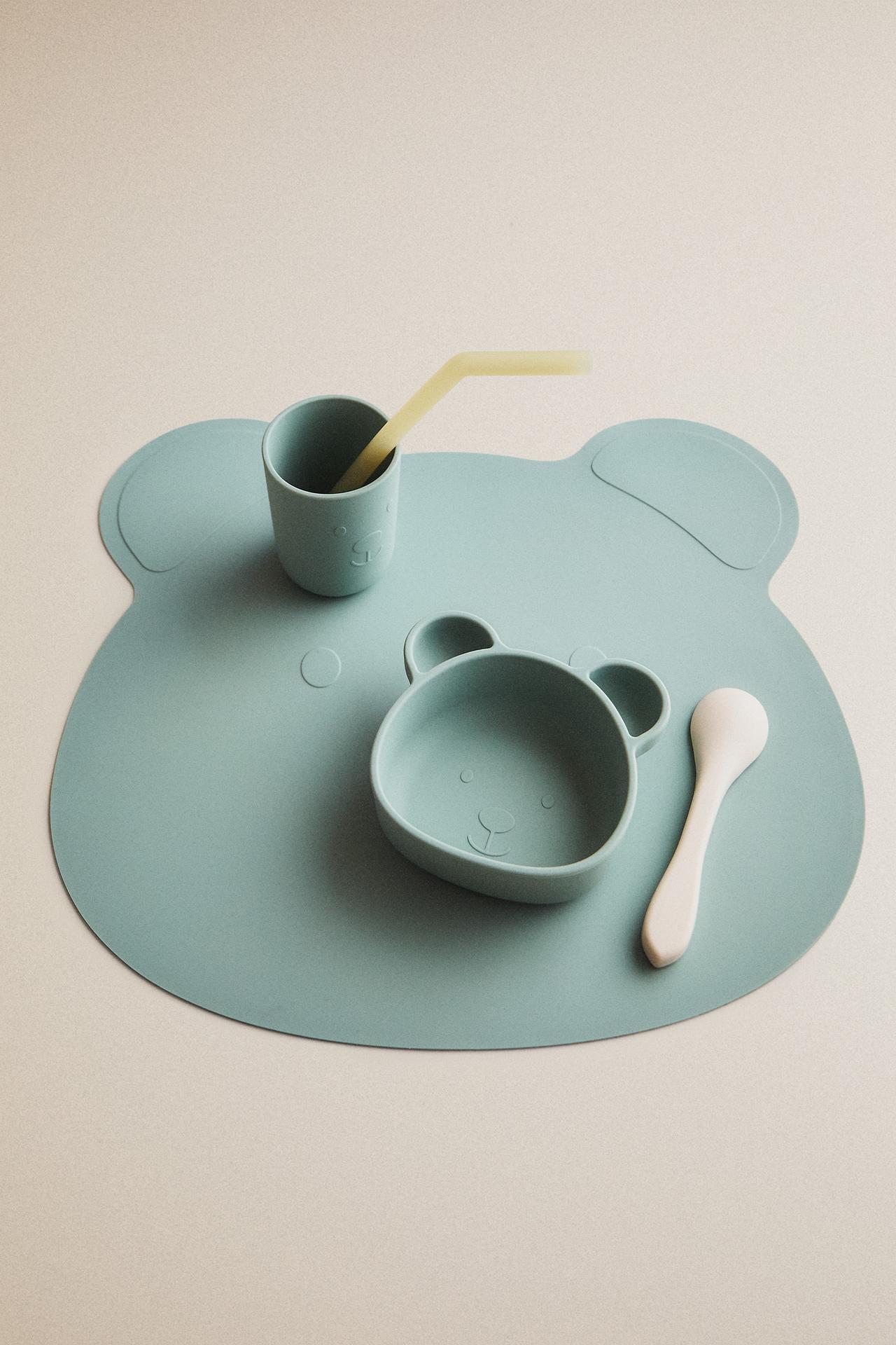 KIDS' BEAR SILICONE PLACEMAT — Blue