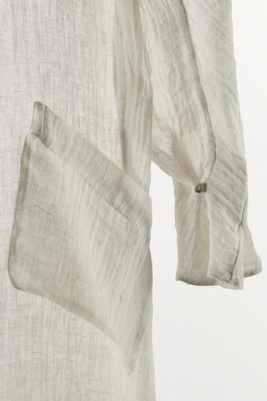 ROBE TUNIQUE 100 % LIN - Blanc de Zara - Image 7